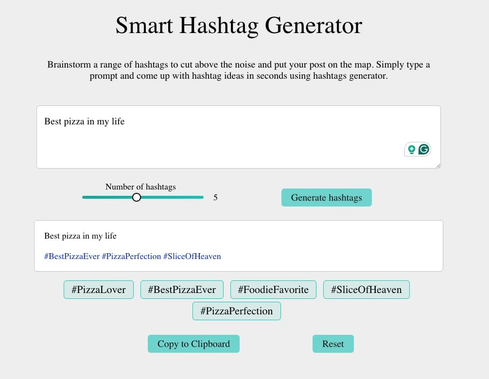 Smart Hashtag Generator web app